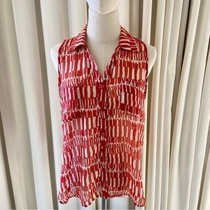 Lush | Orange & Cream Patterned Sleeveless Top | Medium